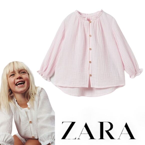 ZARA Kids | Pink | OVERSIZED TEXTURED BLOUSE - Picture 1 of 6